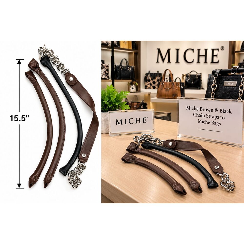 Miche Brown & Black Chain Straps to Miche Bags